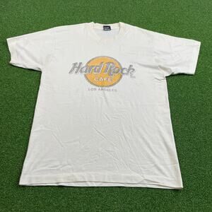 Vintage 1990s Screen Stars White Hard Rock Cafe Los Angeles T-Shirt Sz L